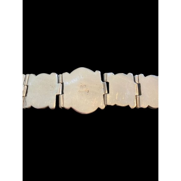 Vintage Green Turquoise Sterling Bracelet by Navajo Artist Benny Pinto - Picture 10 of 10